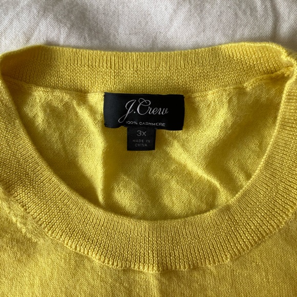 J Crew 3X Short Sleeve Crew Neck 100% Cashmere Sunny Yellow Sweater - Picture 3 of 8